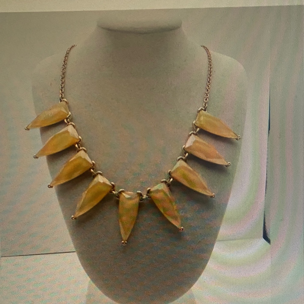 Yellow Statement Spike Necklace - Gold Tone